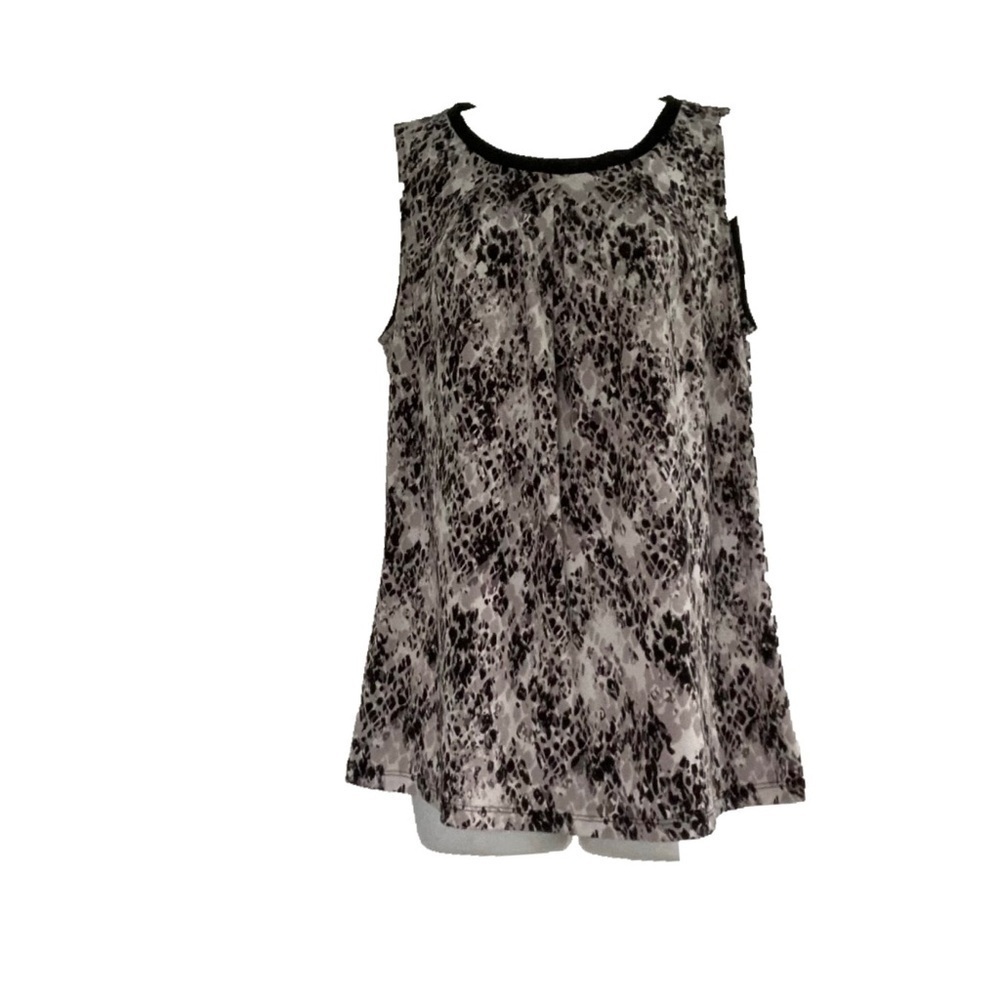 Ellen Tracy Stretch Sleeveless Shell Top M Gray Black